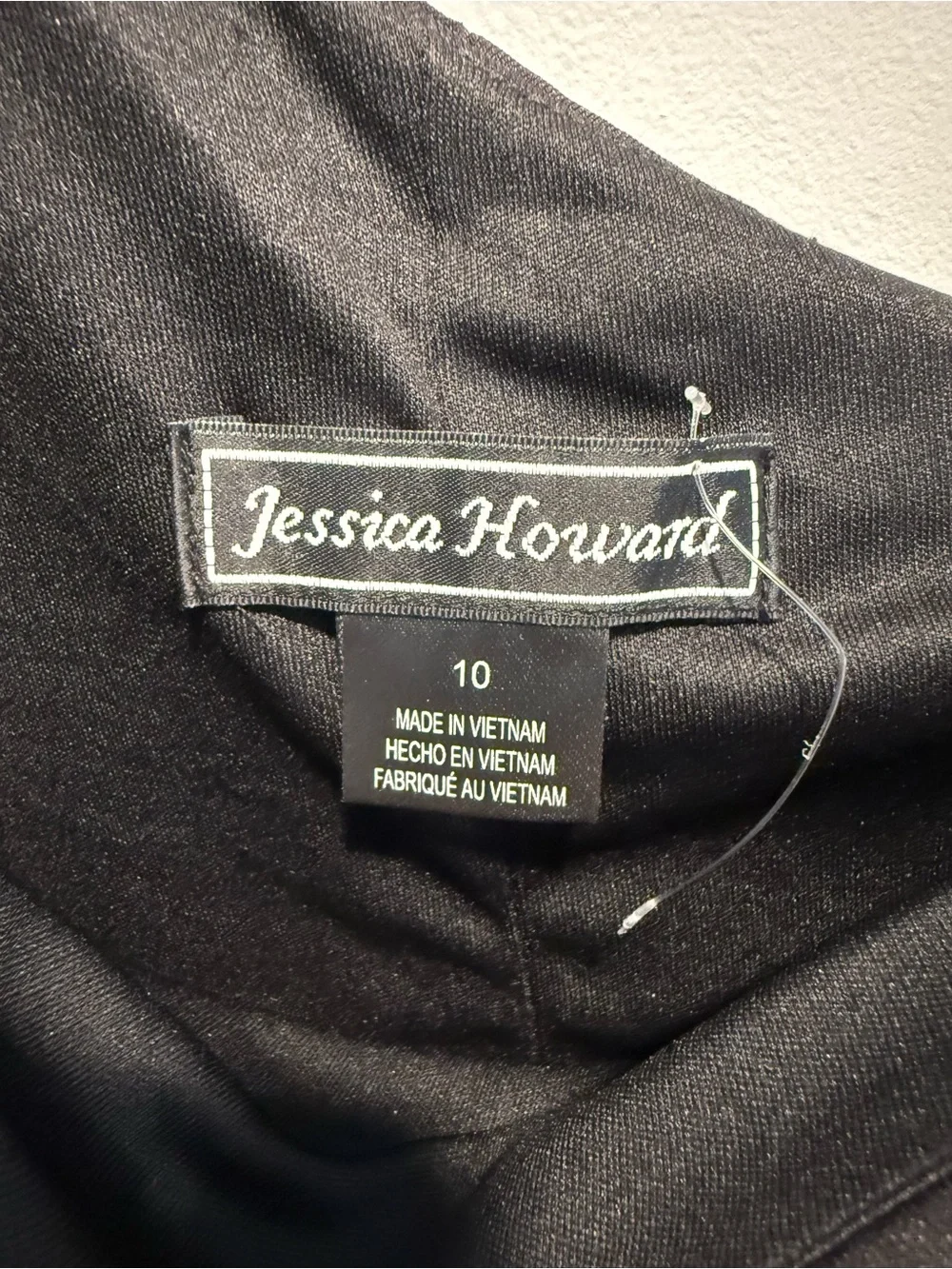 NWT-Jessica Howard-Elegant One-Shoulder Black Evening Dress-Size 10